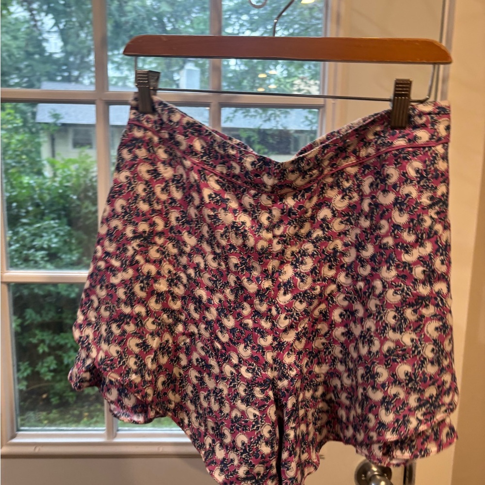 Anthropologie Pink and Purple Floral Skort